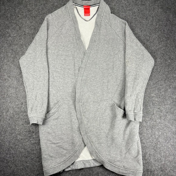 Nike Women's Gray Open Front Cardigan Sweater Jacket Small Pockets Longline - Picture 1 of 8